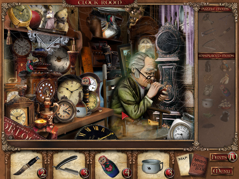 Mortimer Beckett and the Secrets of the Spooky Manor (Windows) screenshot: Quite a collection