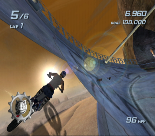 Freekstyle (GameCube) screenshot: Lens Flare --- Through the track!