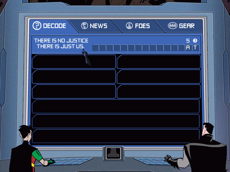 Batman: Justice Unbalanced (Windows) screenshot: The computer will help you solve the puzzles from the clues you'll collect.