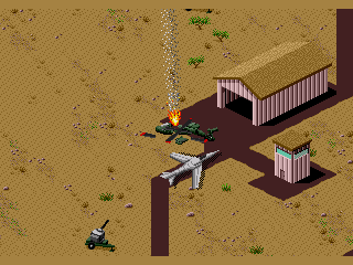 Desert Strike: Return to the Gulf (Genesis) screenshot: You were shot down!