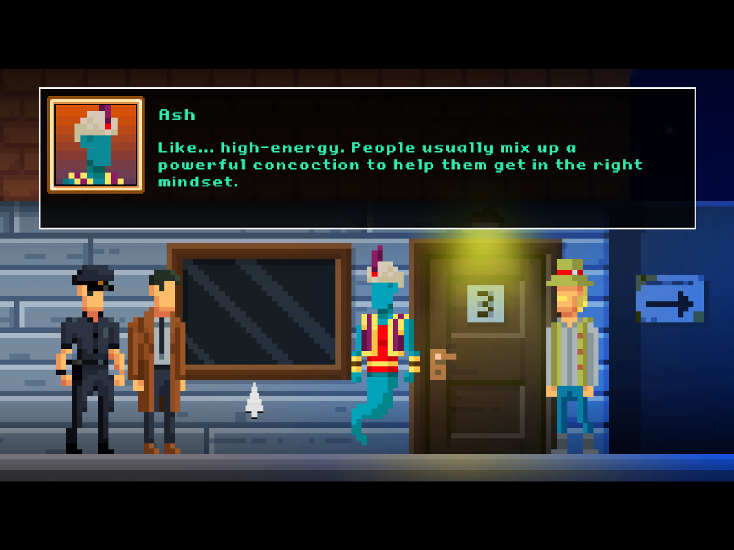 The Darkside Detective (Windows) screenshot: And here's the real genie, telling Dooley and McQueen how to go on a vision quest...