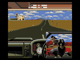 Outlander (Genesis) screenshot: Shooting an enemy in side view.