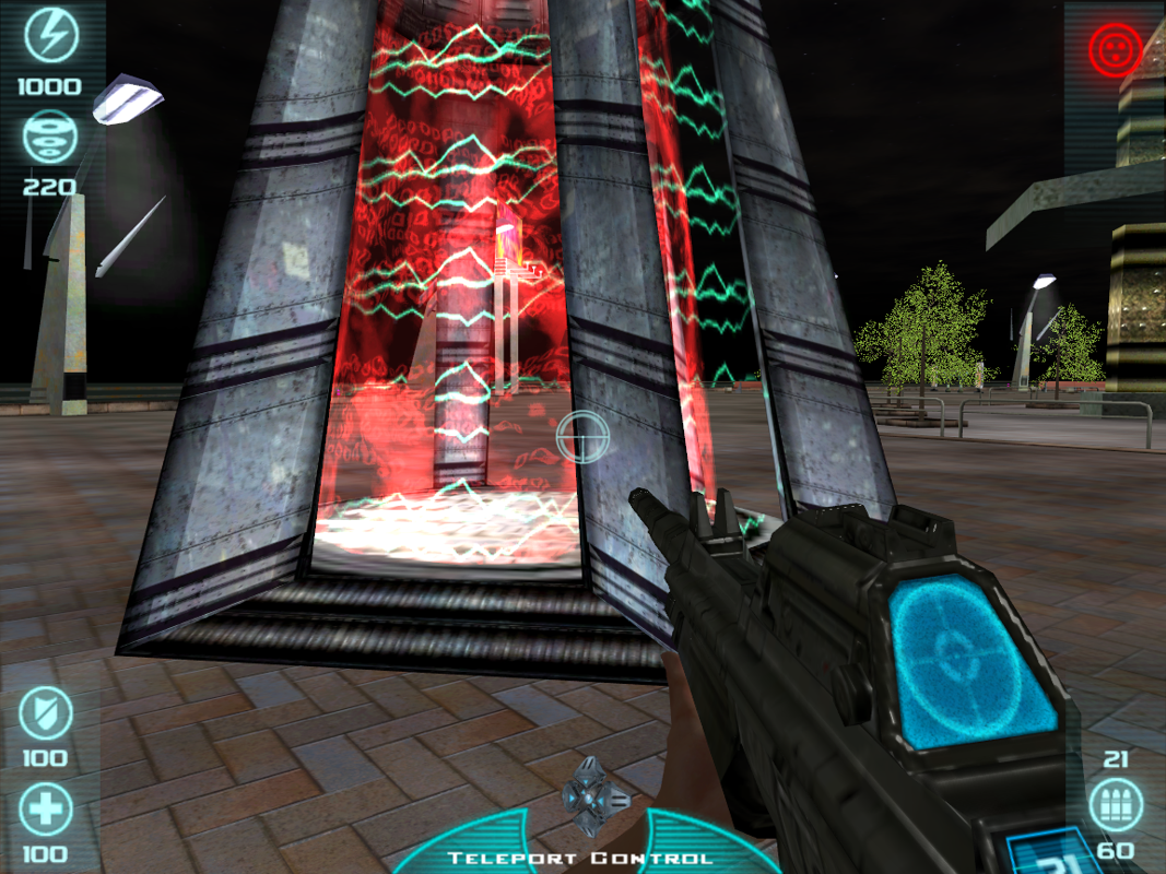 Utopia City (Windows) screenshot: A teleporter on the grounds of Utopia City.