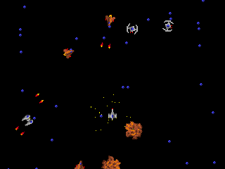 Transplant (Amiga) screenshot: The yellow dots around your spaceship indicate the remaining enemies