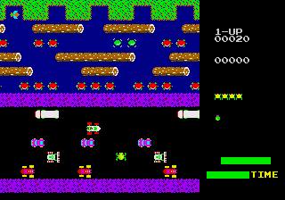 Frogger (Genesis) screenshot: Frogger crosses the road...