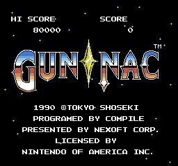 Gun-Nac (NES) screenshot: American title screen