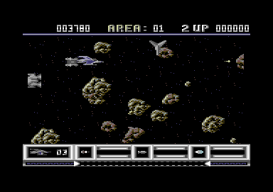 Katakis (Commodore 64) screenshot: Tight to get through here