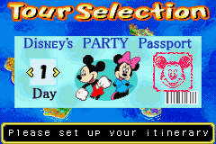 Disney's Party (Game Boy Advance) screenshot: Tour Selection