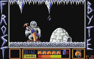 Frost Byte (Atari ST) screenshot: Avoid the stalactites as they fall