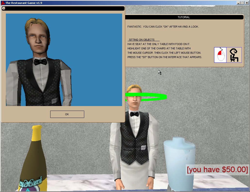 The Restaurant Game (Windows) screenshot: Getting a good look at a particular object without the interface cluttering things up or other objects distracting you