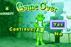 Frogger Advance: The Great Quest (Game Boy Advance) screenshot: If you aren't careful, this could be the screen you see