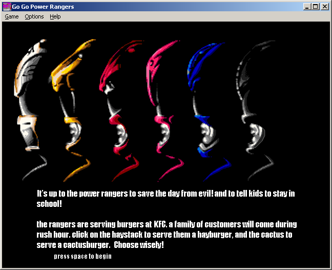 100-in-one Klik & Play Pirate Kart (Windows) screenshot: Go Go Power Rangers introduction
