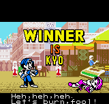 King of Fighters R-2 (Neo Geo Pocket Color) screenshot: Kyo doing his usual post-round quote.