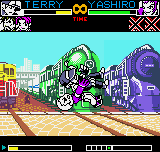 King of Fighters R-2 (Neo Geo Pocket Color) screenshot: Now the action goes to Orochi Yashiro, that grabs Terry using his throwing move called Odoru Daichi.