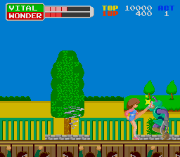 Wonder Momo (TurboGrafx-16) screenshot: A high kick
