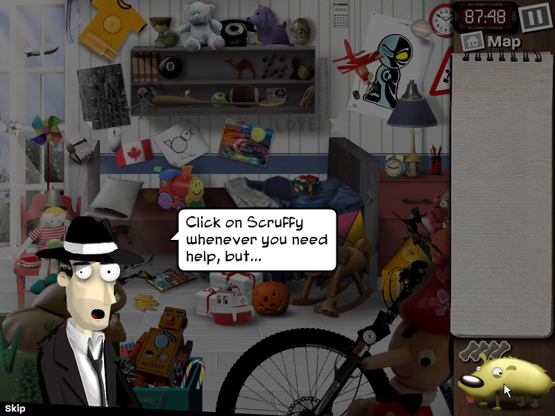 The Scruffs (Windows) screenshot: In the first level you'll get instructions along the way.