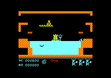 Brian Bloodaxe (Amstrad CPC) screenshot: Fell in the drink