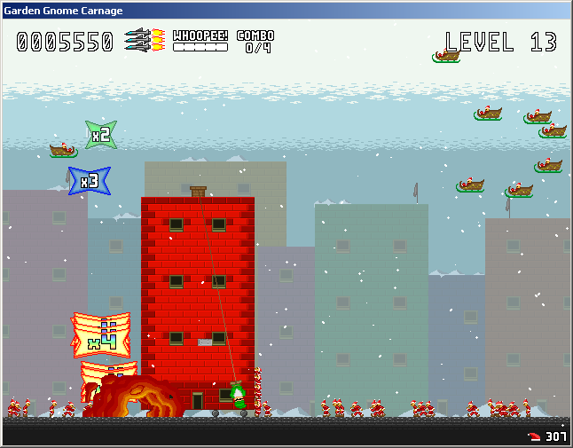 Garden Gnome Carnage (Windows) screenshot: Getting a larger combo.