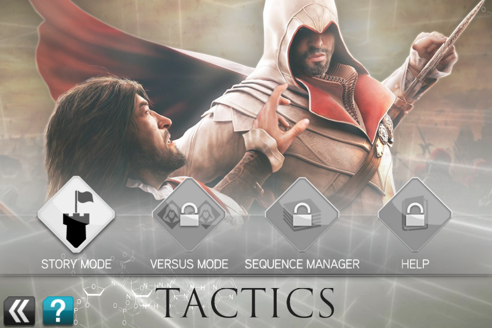 Assassin's Creed: Recollection (iPhone) screenshot: Game modes menu