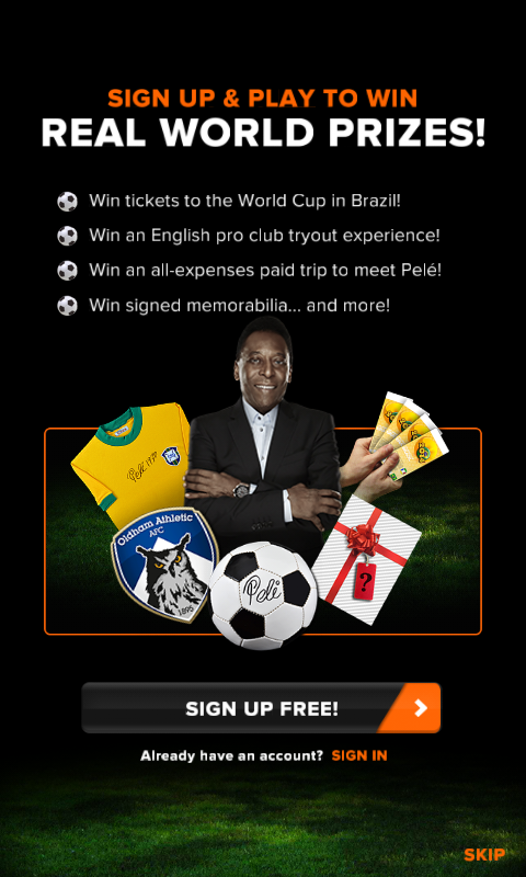 Pelé: King of Football (Android) screenshot: It's possible to win prizes...