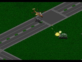 Jungle Strike (Genesis) screenshot: Fight the Madman's troops in Washington DC.