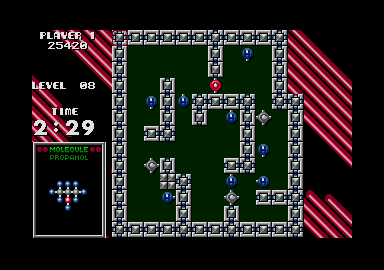Atomix (Atari ST) screenshot: Level 8, this first to have a 4-row setup
