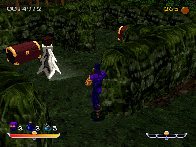 Ninja: Shadow of Darkness (PlayStation) screenshot: Trap and chests