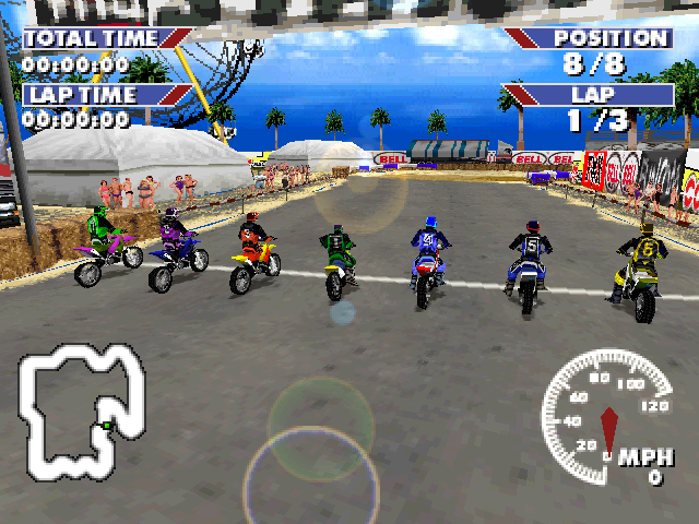 Championship Motocross Featuring Ricky Carmichael (PlayStation) screenshot: Miami start