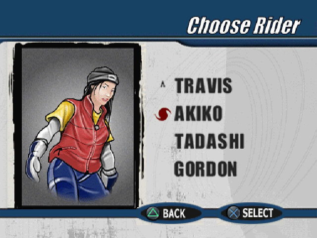 Cool Boarders 3 (PlayStation) screenshot: Rider selection