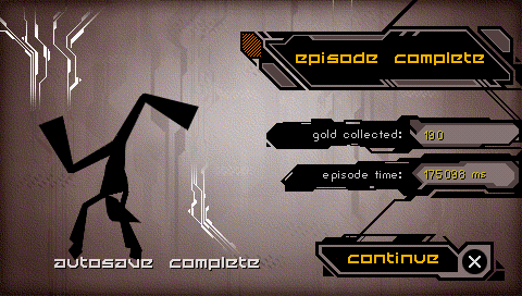 N+ (PSP) screenshot: "Level complete" breakdance