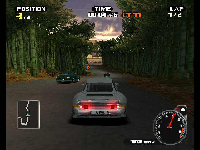 Need for Speed: Porsche Unleashed (PlayStation) screenshot: The graphics are actually quite good for being PlayStation. Here's Japan.