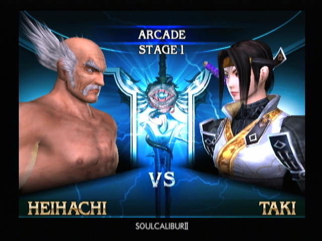 SoulCalibur II (PlayStation 2) screenshot: Hehachi vs Taki