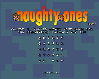 Naughty Ones (Amiga) screenshot: Entering a high score