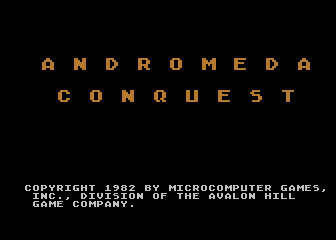 Andromeda Conquest (Atari 8-bit) screenshot: Title screen 1