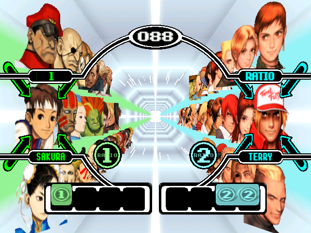 Capcom vs. SNK (Dreamcast) screenshot: Character selection