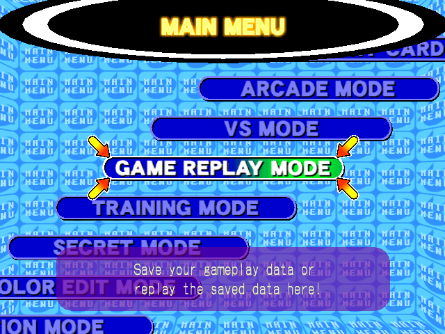 Capcom vs. SNK (Dreamcast) screenshot: Menu screen