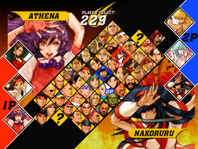 Capcom vs. SNK 2: Mark of the Millennium (Dreamcast) screenshot: Character selection