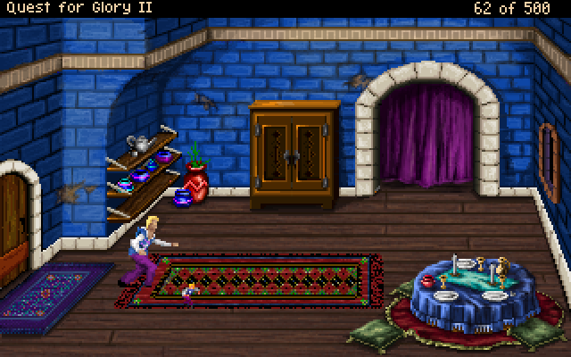 Quest for Glory II: Trial by Fire (Windows) screenshot: Playing as a Thief - I recall that, apart from the one in Raseir, the houses where you can steal something were relatively dull in the original version...