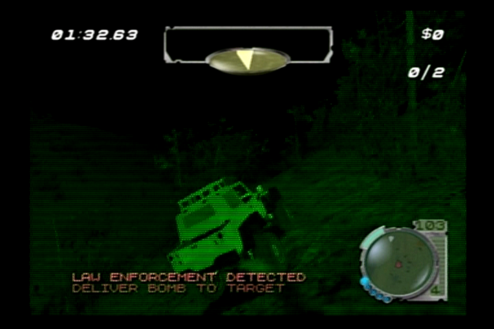 Smuggler's Run 2: Hostile Territory (PlayStation 2) screenshot: This mission is done at the dark of night.