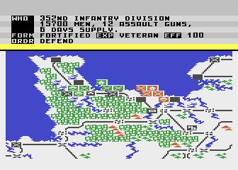 Crusade in Europe (Atari 8-bit) screenshot: The gameplay screen