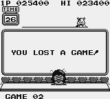 Penguin-Kun Wars (Game Boy) screenshot: You lose!