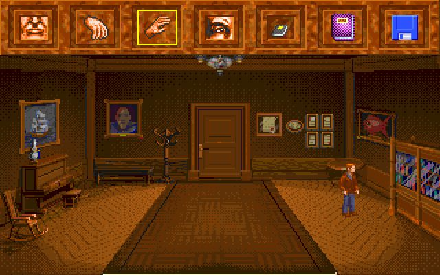 Call of Cthulhu: Shadow of the Comet (PC-98) screenshot: The interface looks similar to Sierra adventures, but it's keyboard only