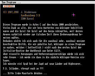 Amiga Spiele 1 (Amiga) screenshot: Wikinger: the game was programmed in Aztec C using an Amiga 1000? Cool.