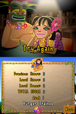 Burger Island (Nintendo DS) screenshot: Try Again