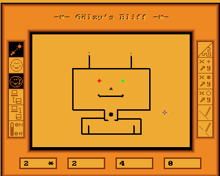 Amiga Spiele 1 (Amiga) screenshot: Bliff: playing a funny robot table.