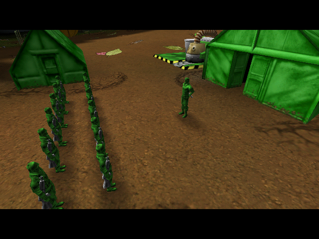 Army Men RTS (Windows) screenshot: Sarge and some green soldiers