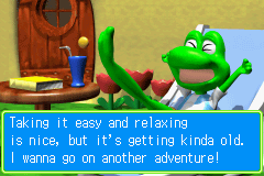 Frogger's Adventures 2: The Lost Wand (Game Boy Advance) screenshot: Frogger likes to take it easy, but quickly gets bored