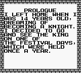 Knight Quest (Game Boy) screenshot: Prologue