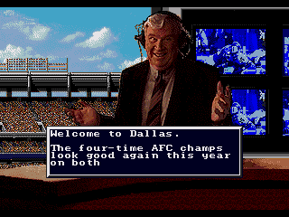 Madden NFL 95 (Genesis) screenshot: Welcome to Dallas