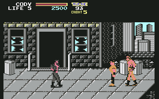 Final Fight (Commodore 64) screenshot: Fighting on the streets